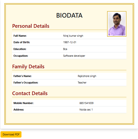 Marriage Biodata Creator