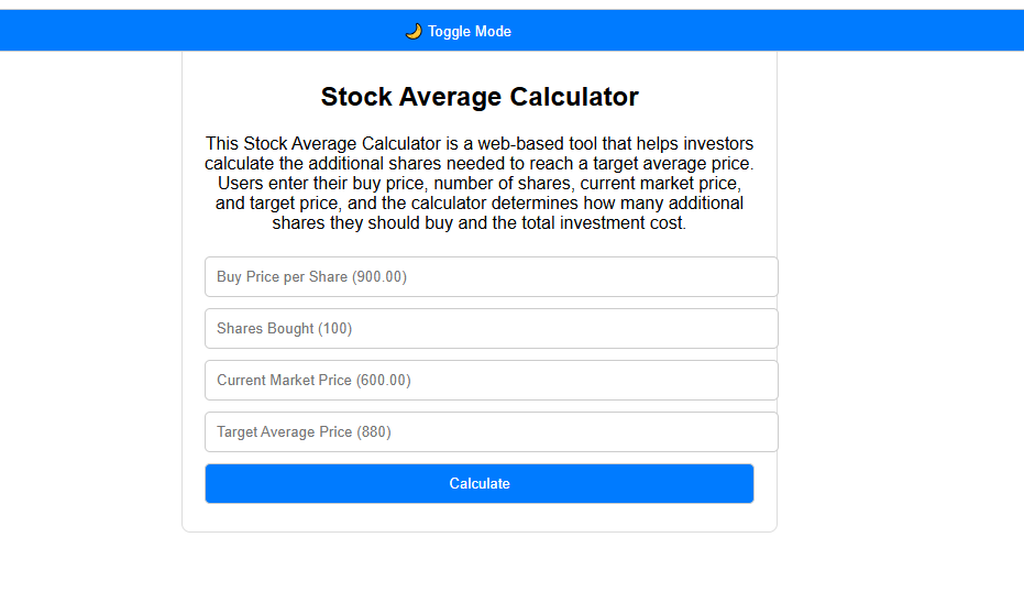 Stock Average Calculator